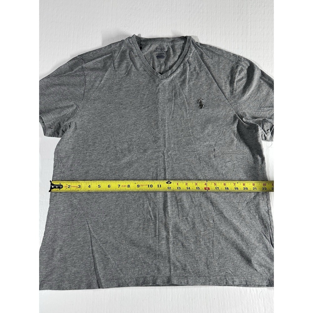 Polo Ralph Lauren Shirt Mens Large Gray V-Neck Pony Logo Short Sleeve Cotton Tee - Picture 5 of 8